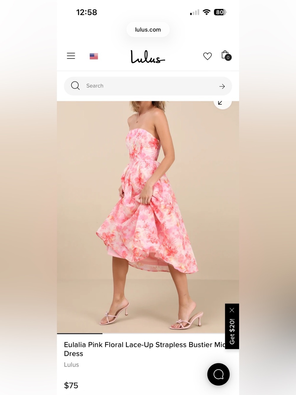 New Lulus Eulalia Pink Floral Lace Up Strapless Bustier Midi Corset Size Small